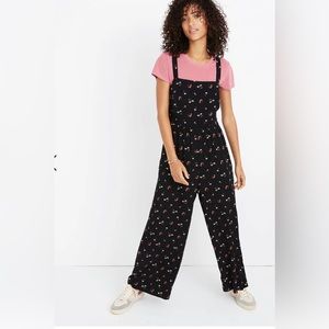 Madewell Smocked Crop Jumpsuit in Flower Toss